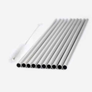 Pack of 10 reusable stainless steel straws