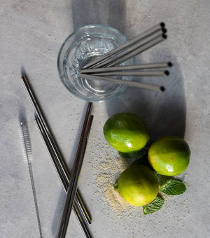 Pack of 10 reusable stainless steel straws