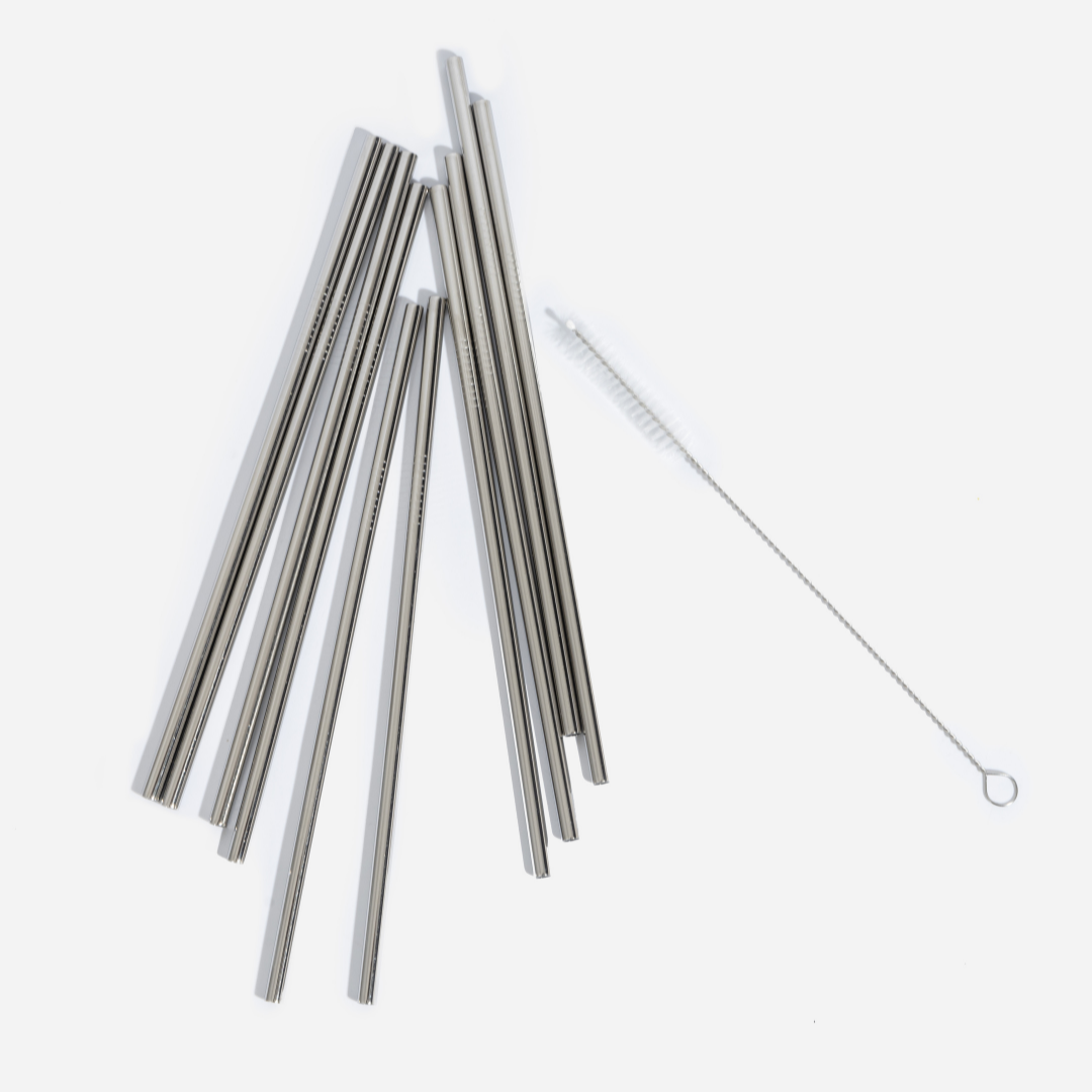 Pack of 10 reusable stainless steel straws