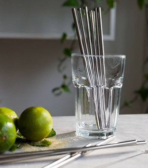 Pack of 10 reusable stainless steel straws